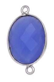 OVALE IRREGOLARE C/BORDO ARG. 925 C/2 ANELLI CIRCA 13*17 MM. AGATA BLU