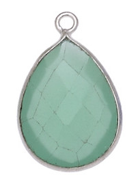 GOCCIA C/BORDO ARG. 925 C/1 ANELLO 13*18 MM. AGATA ACQUAMARINA