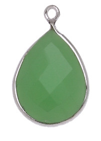 GOCCIA C/BORDO ARG. 925 C/1 ANELLO 13*18 MM. AGATA CRISOPRASIO