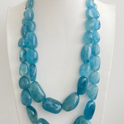 COLLANA DI ACQUAMARINA, SASSI LISCI
