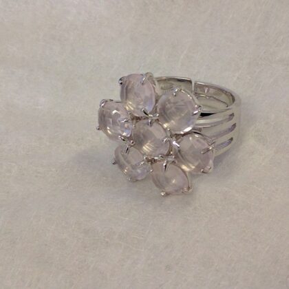 Anello fiore quarzo rosa