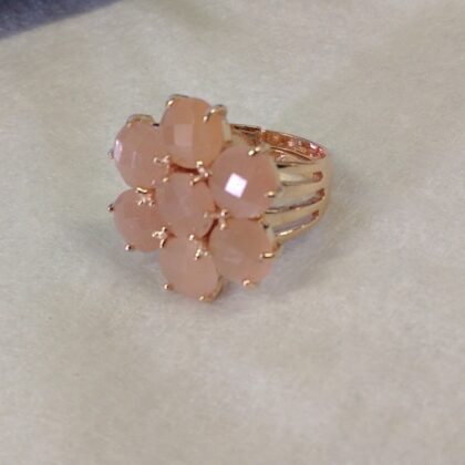 Anello fiore pietra di luna arancione