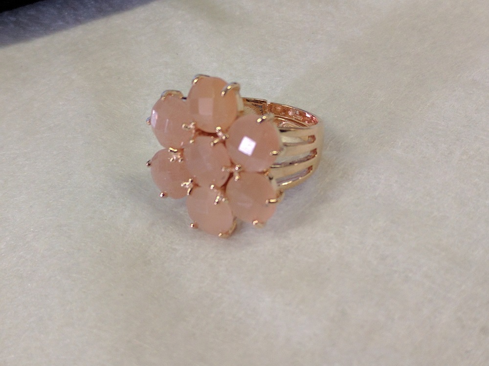 Anello fiore pietra di luna arancione