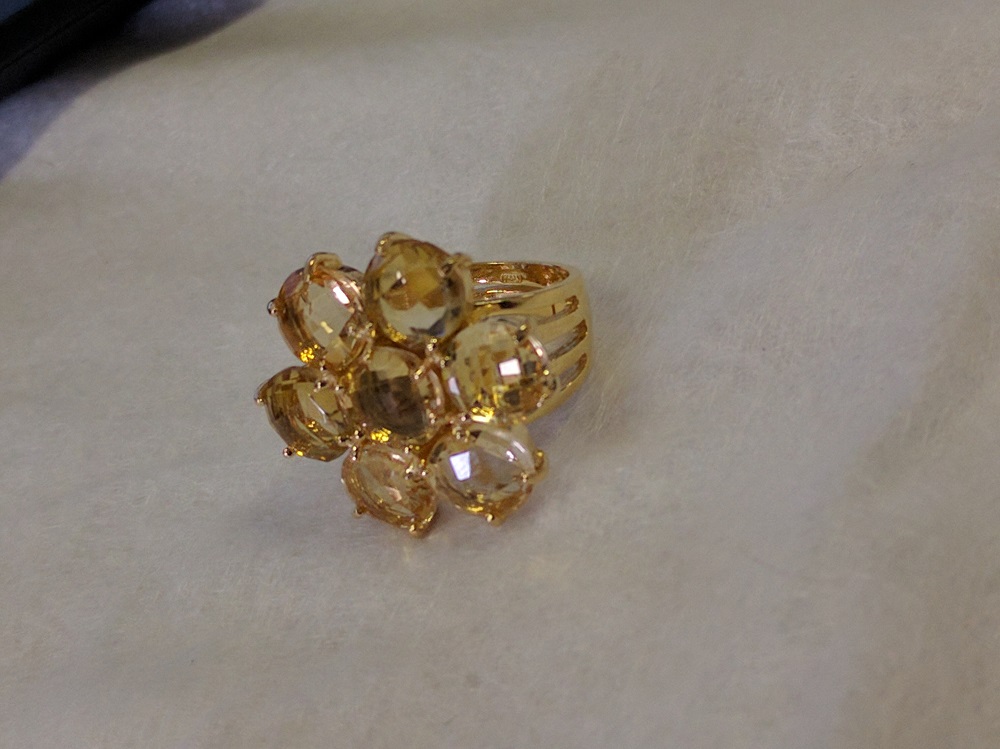 Anello fiore quarzo citrino