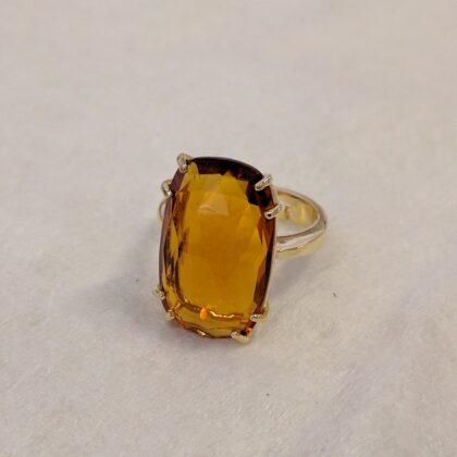 Anello rettangolare quarzo citrino