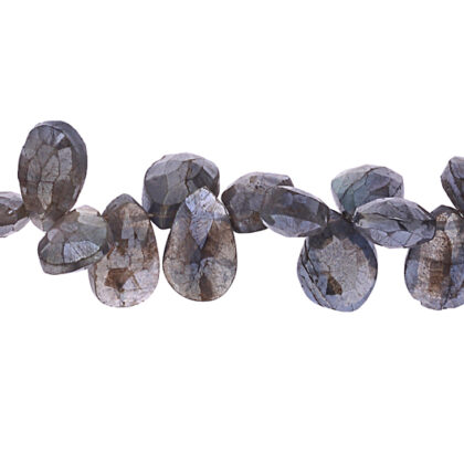 FILI LABRADORITE, GOCCIA PIATTA TAGLIO LASER CON FORO