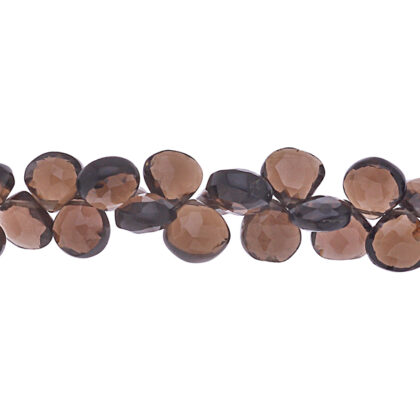 Quarzo fumé, goccia piatta con foro