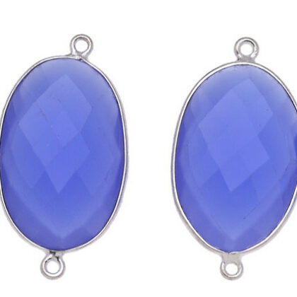 OVALE C/BORDO ARG. 925 C/2 ANELLI 24*16 MM. AGATA BLU