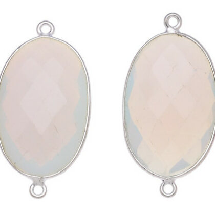 OVALE C/BORDO ARG. 925 C/2 ANELLI 24*16 MM. AGATA ROSA