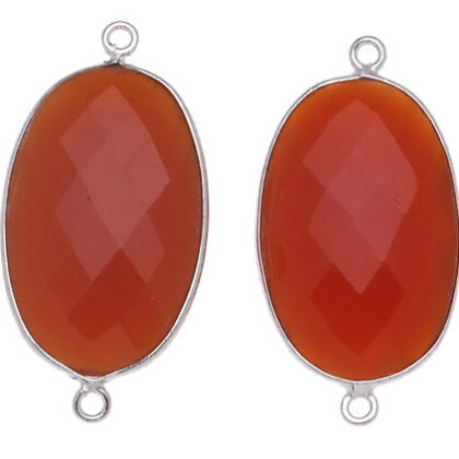 OVALE C/BORDO ARG. 925 C/2 ANELLI 24*16 MM. CORNIOLA