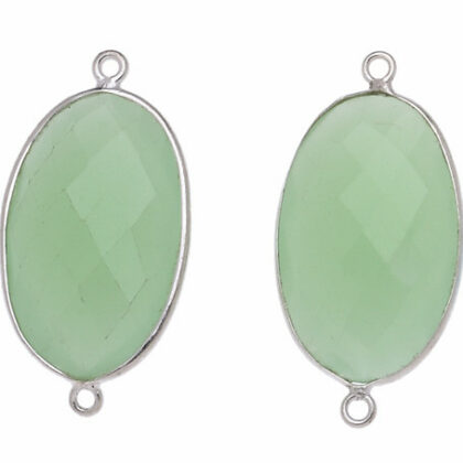OVALE C/BORDO ARG. 925 C/2 ANELLI 24*16 MM. AGATA CRISOPRASIO