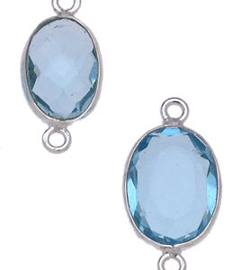 OVALE IRREGOLARE C/BORDO ARG. 925 C/2 ANELLI CIRCA 13*17 MM. QUARZO AZZURRO