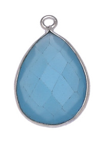 GOCCIA C/BORDO ARG. C/1 ANELLO 13*18 MM. AGATA AZZURRA