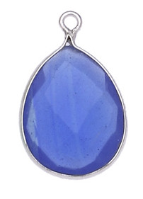 GOCCIA C/BORDO ARG. 925 C/1 ANELLO 13*18 MM. AGATA BLU