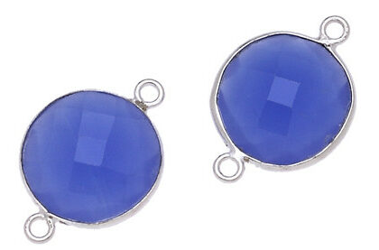 MONETA C/BORDO ARG. 925 C/2 ANELLI 14 MM. AGATA BLU