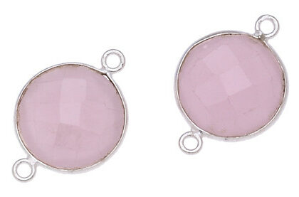 MONETA C/BORDO ARG. 925 C/2 ANELLI 14 MM. AGATA ROSA