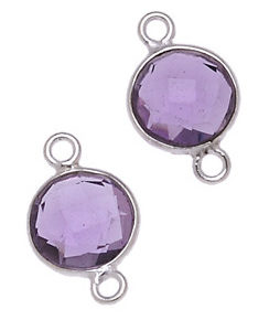 MONETA C/BORDO ARG. 925 C/2 ANELLI 9 MM. AMETISTA