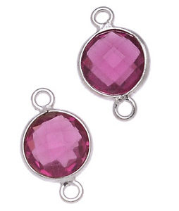 MONETA C/BORDO ARG. 925 C/2 ANELLI 9 MM. QUARZO RUBELLITE