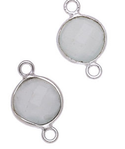 MONETA C/BORDO ARG. 925 C/2 ANELLI 9 MM. AGATA ACQUAMARINA