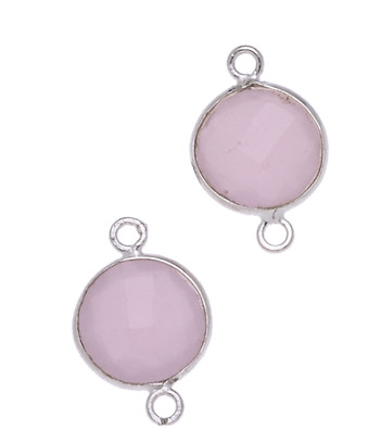 MONETA C/BORDO ARG. 925 C/2 ANELLI 11 MM. AGATA ROSA