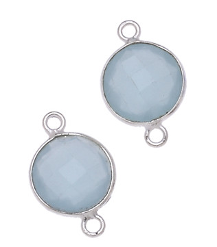 MONETA C/BORDO ARG. 925 C/2 ANELLI 11 MM. AGATA ACQUAMARINA