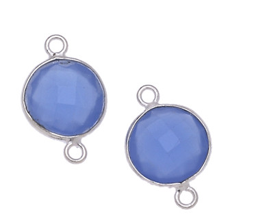 MONETA C/BORDO ARG. 925 C/2 ANELLI 11 MM. AGATA BLU