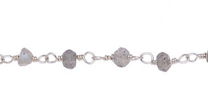 ROSARIO ARG. 925 FILO 0.30 MM. PIETRA 3/4 MM. 1 MT. CIRCA 10 GR. LABRADORITE GRIGIA