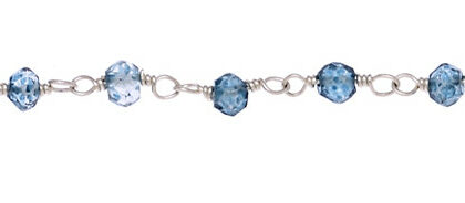 ROSARIO ARG. 925 FILO 0.30 MM. PIETRA 3/4 MM. 1 MT. CIRCA 10 GR. QUARZO BLU LONDON