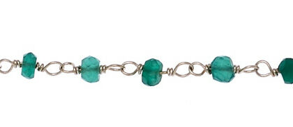 ROSARIO ARG. 925 FILO 0.30 MM. PIETRA 3/4 MM. 1 MT. CIRCA 10 GR. AGATA VERDE