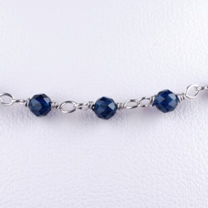 Catena a rosario con agata blu, naturale