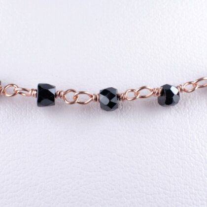 Catena a rosario con zirconi neri, sfaccettato