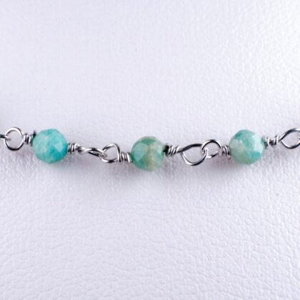 Catena a rosario con amazzonite, naturale