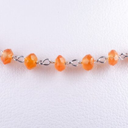 Catena a rosario con corniola, sfaccettato