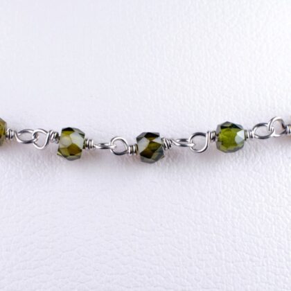 Catena a rosario con zirconi verde, sfaccettato