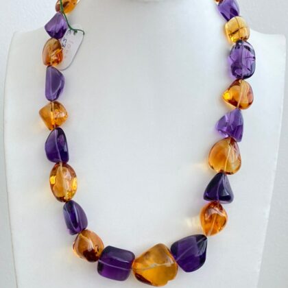 COLLANA IN CITRINO E AMETISTA, ALTA QUALITA'