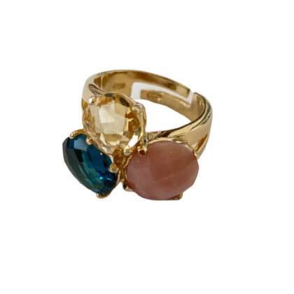 Anello con tre pietre a fascia stretta