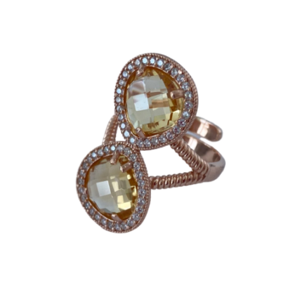 Anello con pietre naturali e zirconi