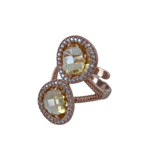 Anello con pietre naturali e zirconi