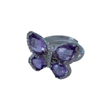 Anello a farfalla con pietre naturali e zirconi