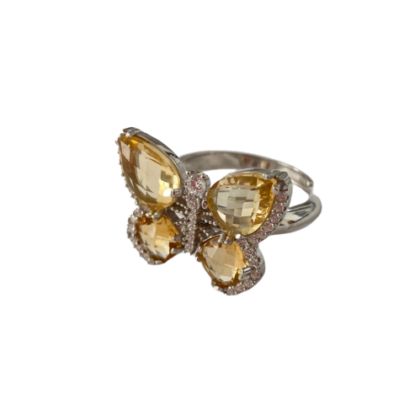 Anello a farfalla con pietre naturali e zirconi