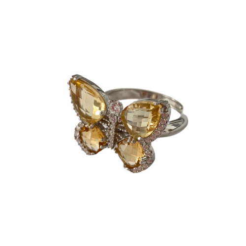 Anello a farfalla con pietre naturali e zirconi