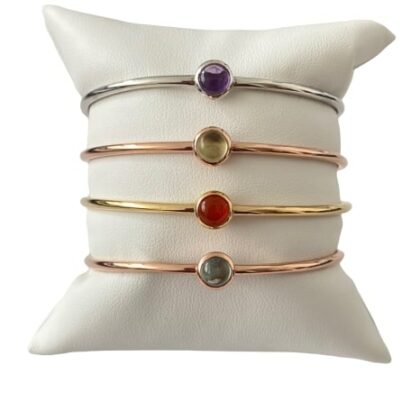 Natural stones set bangle, cabochon cut