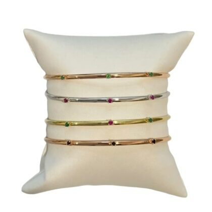 Precious stones bangle set, diamond cut