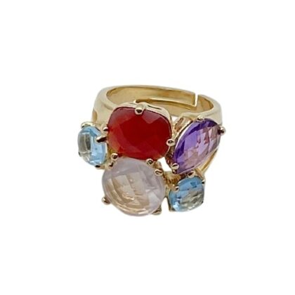 Anello con cinque pietre a fascia larga