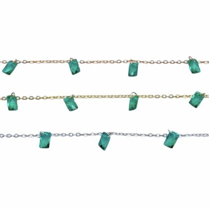 Catena con zirconi verde smeraldo, taglio baguette
