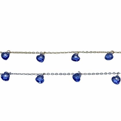 Chain with light blue zircons, heart cut