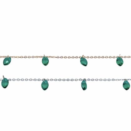 Catena con zirconi verde smeraldo, Taglio a navette
