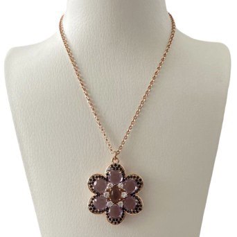 Collana a fiore con pietre naturali e zirconi