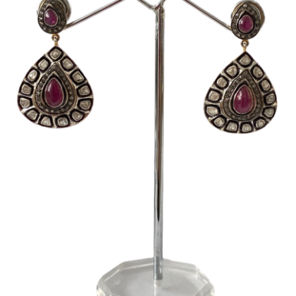 Orecchini in argento 925 con rubini e diamanti