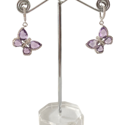 Orecchini a farfalla con pietre naturali e zirconi